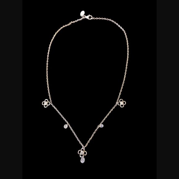 Folli Follie 925 Sterling CZ Flower Pattern 15.5" Long Necklace - Picture 2 of 6